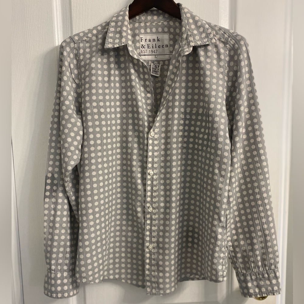 Frank & Eileen Button down Shirt Polka Dot Long Sleeve Size Large